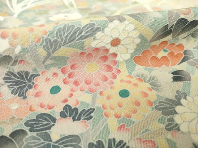 平和屋着物●京加賀友禅　松本健一　訪問着　草花文　暈し染め　正絹　逸品　AABK0159ck