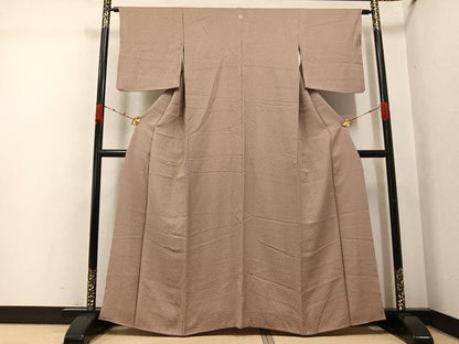 平和屋着物●上質な色無地　霞地紋　梅染色　正絹　逸品　AABK0162ph