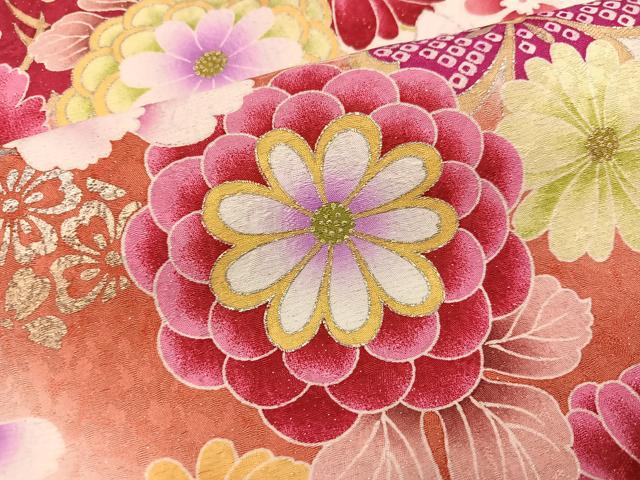 平和屋着物●豪華振袖　刺繍　花尽くし　暈し染め　金銀彩　銀通し地　正絹　逸品　AABK0166ph