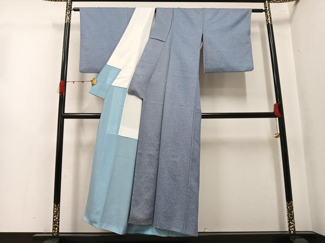 平和屋着物●お召　流水文　正絹　逸品　AABK0167ph