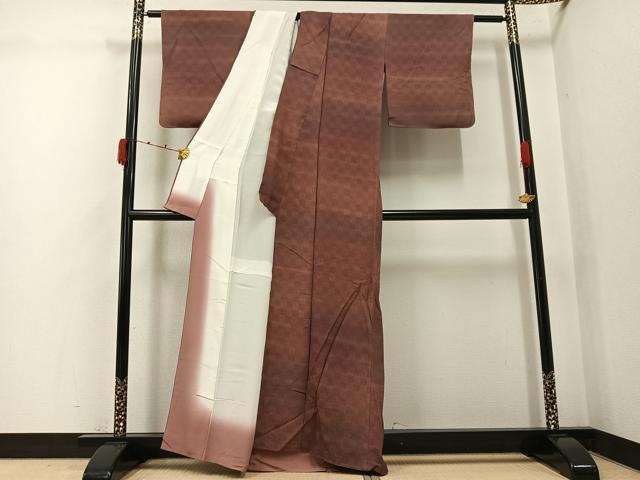 平和屋着物●上質な小紋　市松文様　正絹　逸品　AABK0169ph