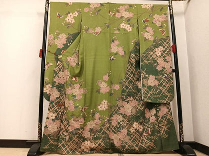 平和屋着物●豪華振袖　舞蝶桜文　金彩　正絹　逸品　AABK0170ph