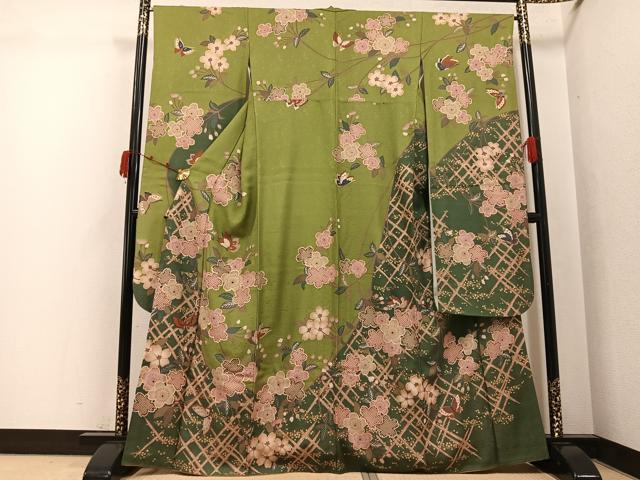 平和屋着物●豪華振袖　舞蝶桜文　金彩　正絹　逸品　AABK0170ph