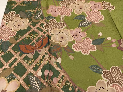 平和屋着物●豪華振袖　舞蝶桜文　金彩　正絹　逸品　AABK0170ph
