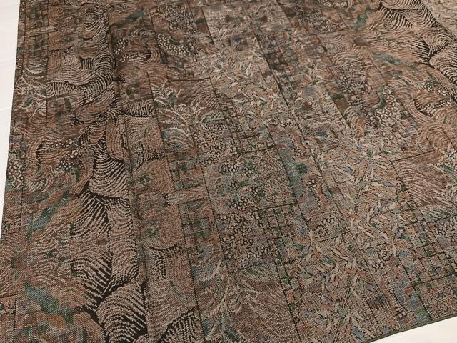 平和屋着物●本場大島紬　9マルキ　立波草木文　正絹　逸品　AABK0171ph