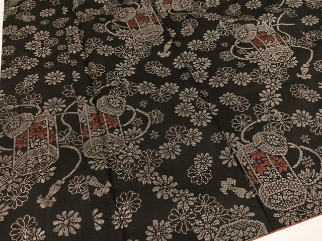 平和屋着物●本場大島紬　7マルキ　貝桶花文　正絹　逸品　AABK0178ph