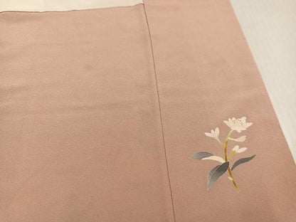 平和屋着物●京加賀友禅　百貫石峰　訪問着　草花文　暈し染め　正絹　逸品　AABK0181ph