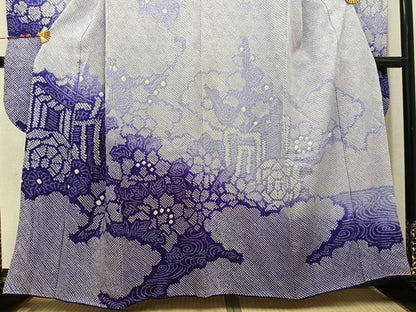 平和屋着物●豪華振袖　総絞り　御所車花文　正絹　逸品　AABK0183ph