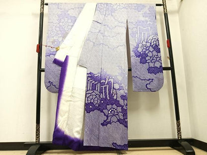 平和屋着物●豪華振袖　総絞り　御所車花文　正絹　逸品　AABK0183ph