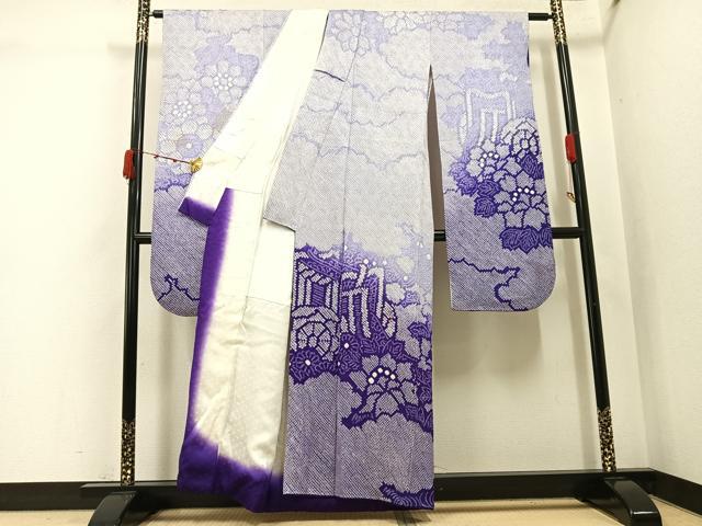 平和屋着物●豪華振袖　総絞り　御所車花文　正絹　逸品　AABK0183ph
