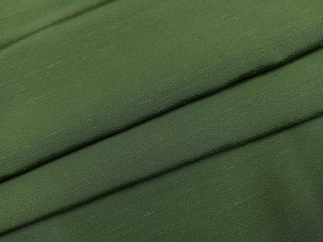 平和屋着物●男性　紬　色無地　老竹色　正絹　逸品　AABK0184ph