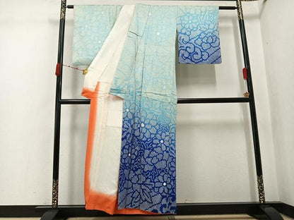 平和屋着物●訪問着　総絞り　花尽くし　正絹　逸品　AABK0189ph