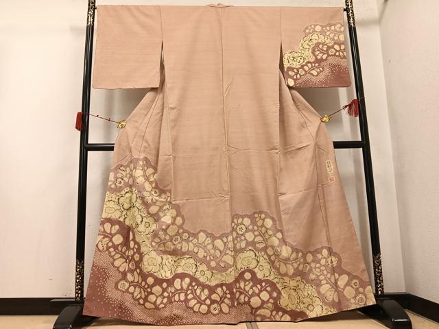 平和屋着物●西洞院辻が花　大脇一心　訪問着　紬地　絞り　正絹　逸品　AABK0190ph
