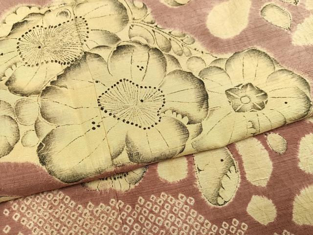 平和屋着物●西洞院辻が花　大脇一心　訪問着　紬地　絞り　正絹　逸品　AABK0190ph