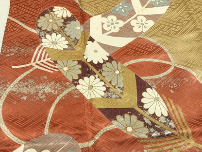 平和屋着物●皇室デザイナー　中村乃武夫　振袖　駒刺繍　草花羽文　正絹　逸品　AABK0191ph