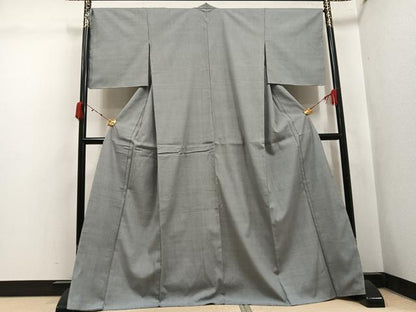 平和屋着物●結城紬　色無地　潤色　正絹　逸品　AABK0198ph