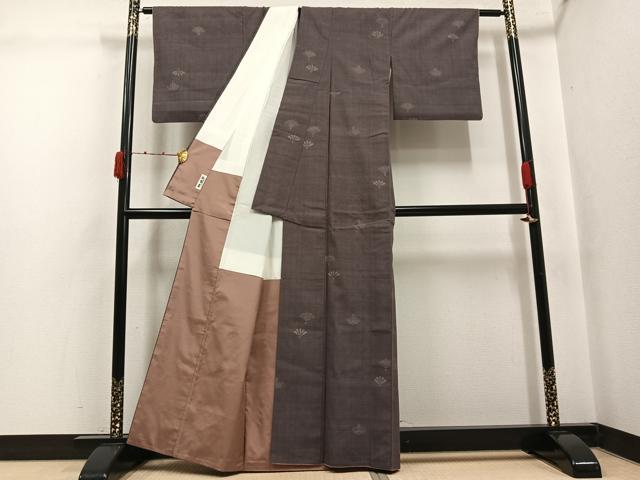 平和屋着物●結城紬　舞花文　正絹　逸品　AABK0199ph