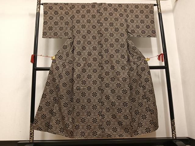 平和屋着物●本場大島紬　割込み絣　花丸文　正絹　逸品　AABK0200ph