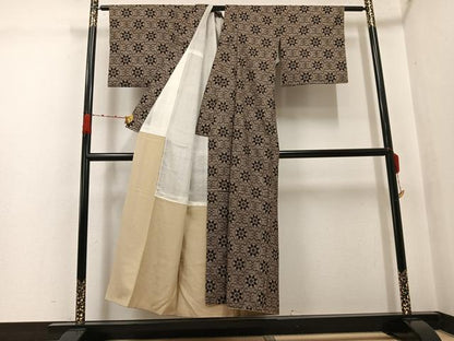 平和屋着物●本場大島紬　割込み絣　花丸文　正絹　逸品　AABK0200ph