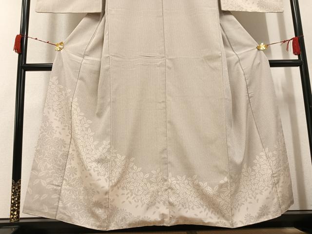 平和屋着物●お召　訪問着　草花文　正絹　逸品　AABK0201ph