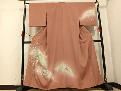 平和屋着物●訪問着　友禅　作家物　草花文　暈し染め　正絹　逸品　AABK0204ph