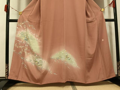 平和屋着物●訪問着　友禅　作家物　草花文　暈し染め　正絹　逸品　AABK0204ph