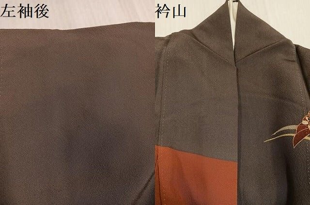 平和屋着物●訪問着　作家物　群れ鶴草花文　金彩　　正絹　逸品　AABK0206ph