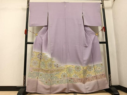 平和屋着物●豪華色留袖　寿光織　向い鳥花文　暈し染め　金糸　正絹　逸品　AABK0211ph