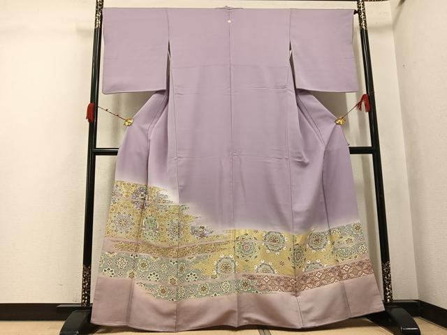 平和屋着物●豪華色留袖　寿光織　向い鳥花文　暈し染め　金糸　正絹　逸品　AABK0211ph