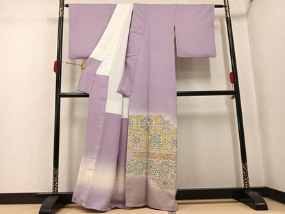 平和屋着物●豪華色留袖　寿光織　向い鳥花文　暈し染め　金糸　正絹　逸品　AABK0211ph