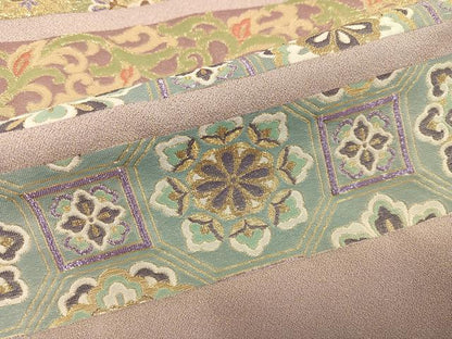 平和屋着物●豪華色留袖　寿光織　向い鳥花文　暈し染め　金糸　正絹　逸品　AABK0211ph