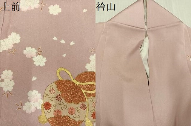 平和屋着物●訪問着　刺繍　花鼓文　金糸　正絹　逸品　AABK0212ph