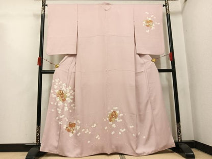 平和屋着物●訪問着　刺繍　花鼓文　金糸　正絹　逸品　AABK0212ph