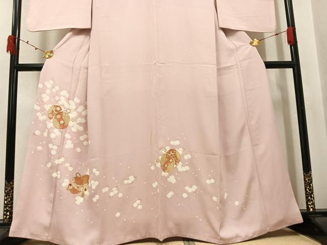 平和屋着物●訪問着　刺繍　花鼓文　金糸　正絹　逸品　AABK0212ph