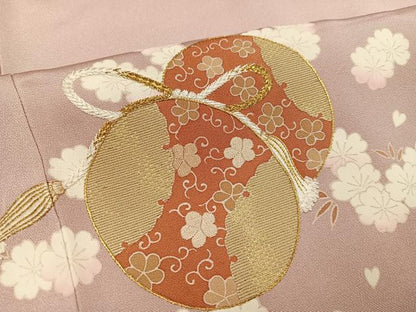 平和屋着物●訪問着　刺繍　花鼓文　金糸　正絹　逸品　AABK0212ph