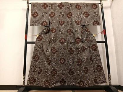 平和屋着物●本場大島紬　龍郷絣　正絹　逸品　AABK0218ph