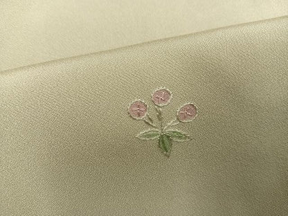 平和屋着物●上質な小紋　総刺繍　草花文　正絹　逸品　AABK0223ph