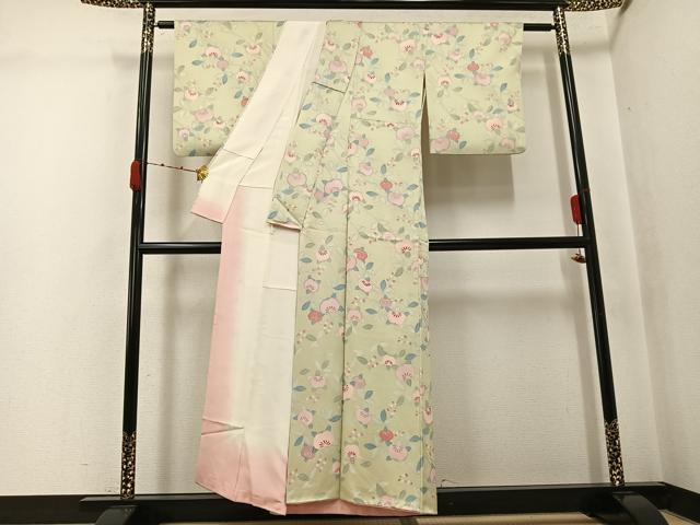 平和屋着物●上質な小紋　地紋起こし　橘　正絹　逸品　AABK0224ph