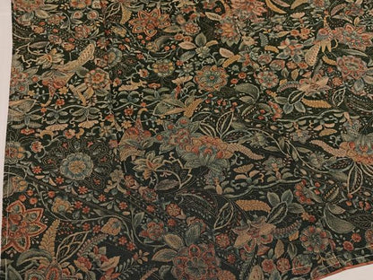 平和屋着物●上質な小紋　更紗花鳥文　金彩　鬼しぼ縮緬　正絹　逸品　未使用　AABK0225ph
