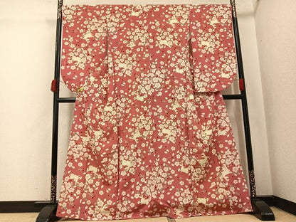 平和屋着物●小振袖　二尺袖　兎　桜　洗える着物　AABK0227ph