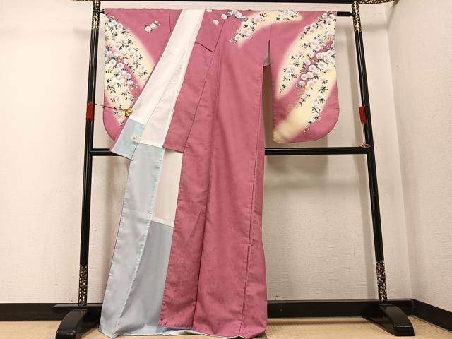 平和屋着物●小振袖　二尺袖　舞桜　暈し染め　洗える着物　AABK0228ph