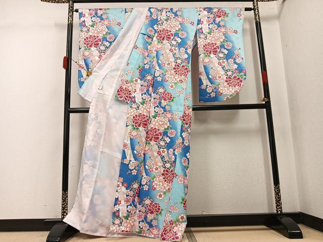 平和屋着物●小振袖　二尺袖　花尽くし　暈し染め　洗える着物　AABK0229ph