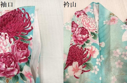 平和屋着物●小振袖　二尺袖　花尽くし　暈し染め　金彩　洗える着物　AABK0231ph