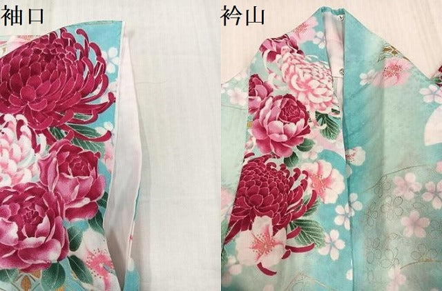 平和屋着物●小振袖　二尺袖　花尽くし　暈し染め　金彩　洗える着物　AABK0231ph