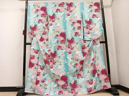 平和屋着物●小振袖　二尺袖　花尽くし　暈し染め　金彩　洗える着物　AABK0231ph