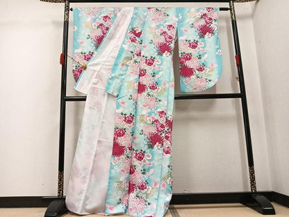 平和屋着物●小振袖　二尺袖　花尽くし　暈し染め　金彩　洗える着物　AABK0231ph