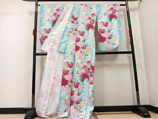 平和屋着物●小振袖　二尺袖　花尽くし　暈し染め　金彩　洗える着物　AABK0231ph