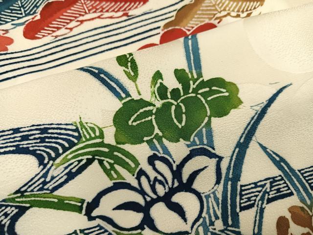 平和屋着物●豪華振袖　型染め　花鳥文　正絹　逸品　AABK0233ph