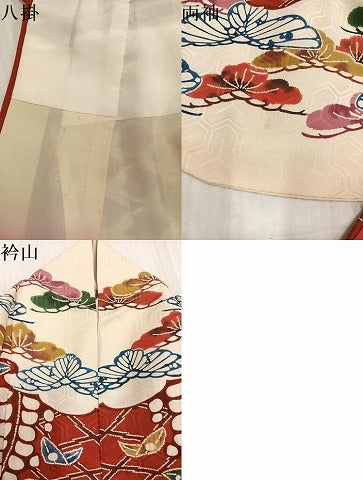 平和屋着物●豪華振袖　型染め　草花文　正絹　逸品　AABK0234ph
