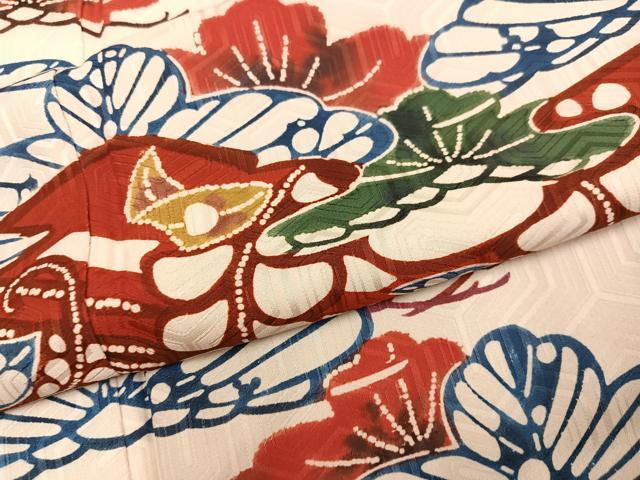 平和屋着物●豪華振袖　型染め　草花文　正絹　逸品　AABK0234ph